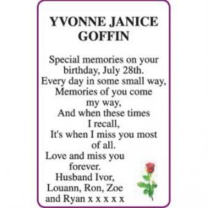 YVONNE JANICE GOFFIN