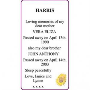 VERA ELIZA HARRIS