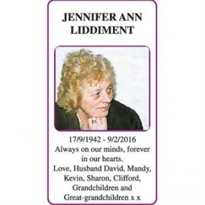 JENNIFER ANN LIDDIMENT