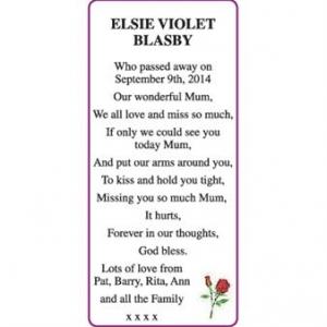 ELSIE VIOLET BLASBY