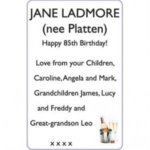 JANE LADMORE (nee Platten)